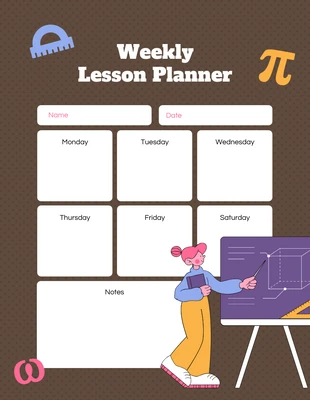 Free  Template: Planejador de aulas de ilustração marrom roxo e laranja