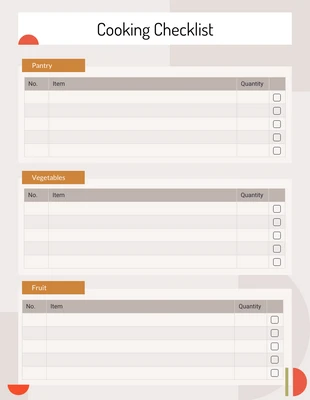 Free interactive Template: قائمة مرجعية بسيطة للطبخ المجرد
