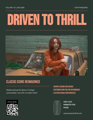 Free  Template: Capa de revista de carro simples verde e laranja
